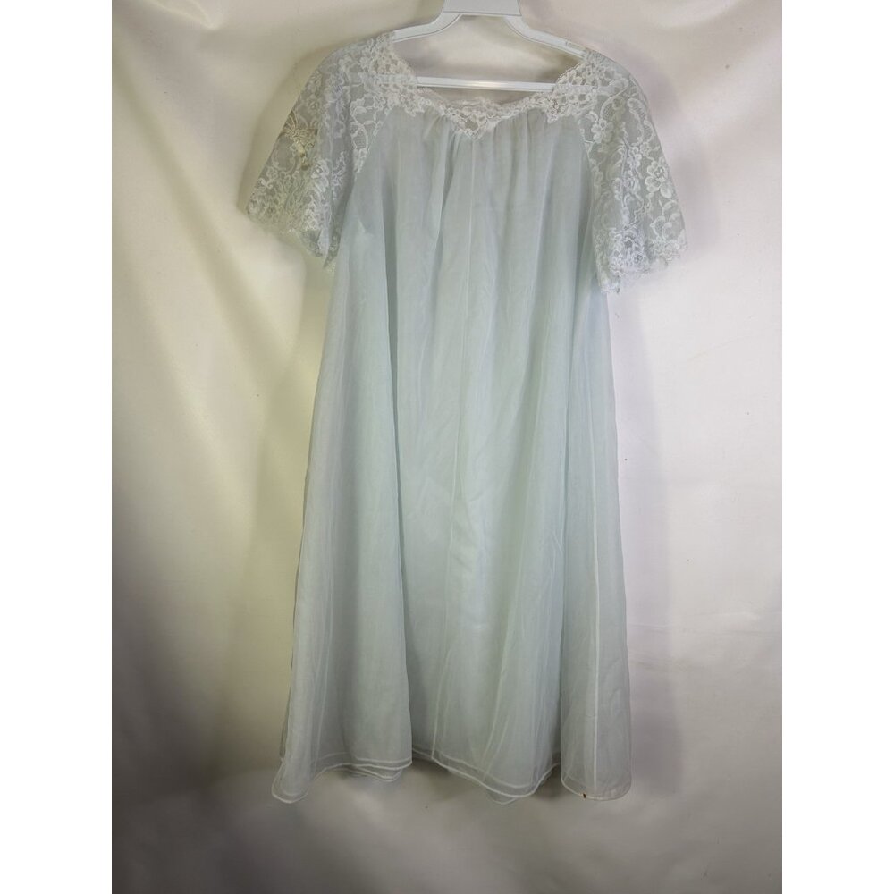 Vintage 60s Sheer Nylon Lace Full Sweep Negligee Pignoir USA - Picture 8 of 10